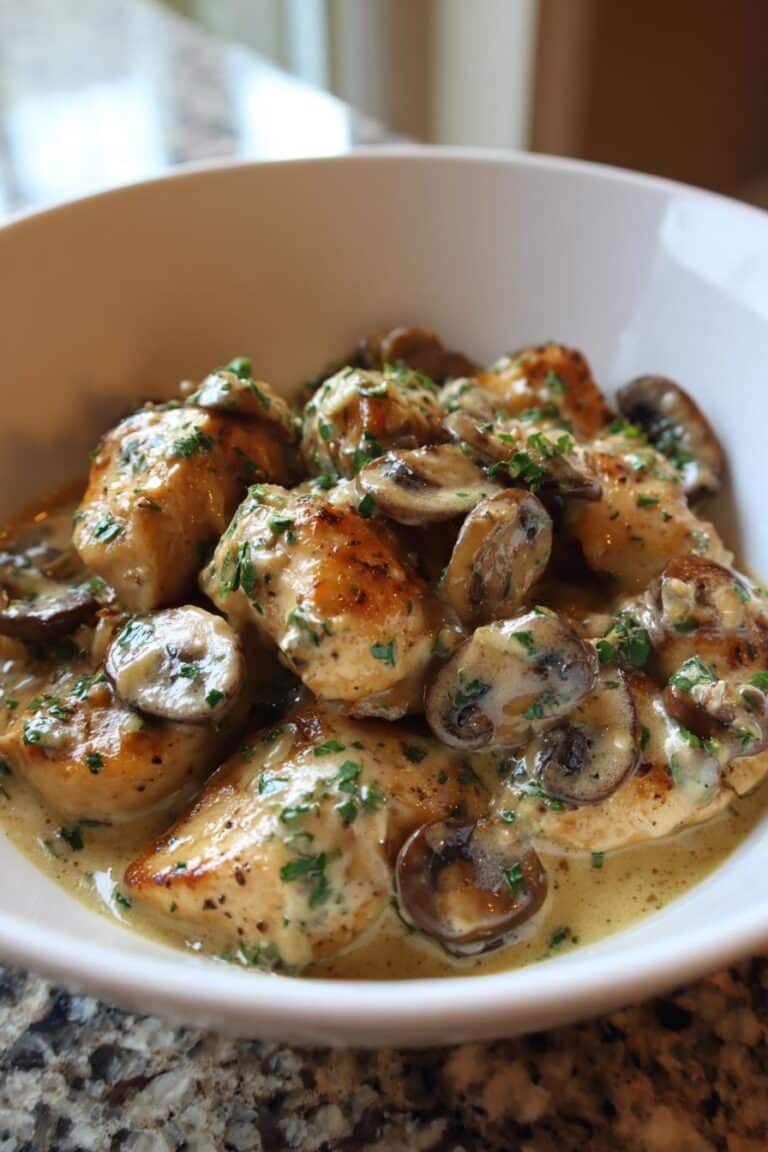 Poulet à la crème et champignons express