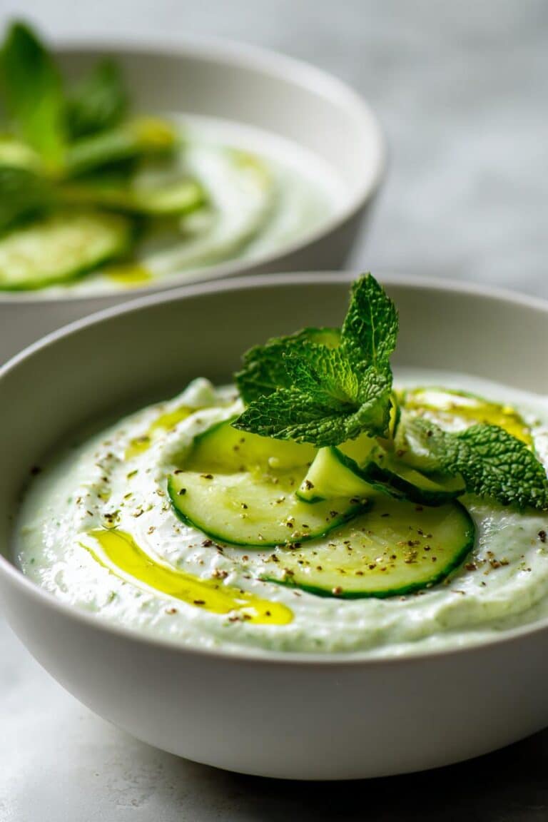 Soupe froide de concombre et yaourt