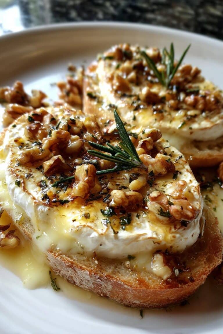 Toasts au camembert rôti et noix