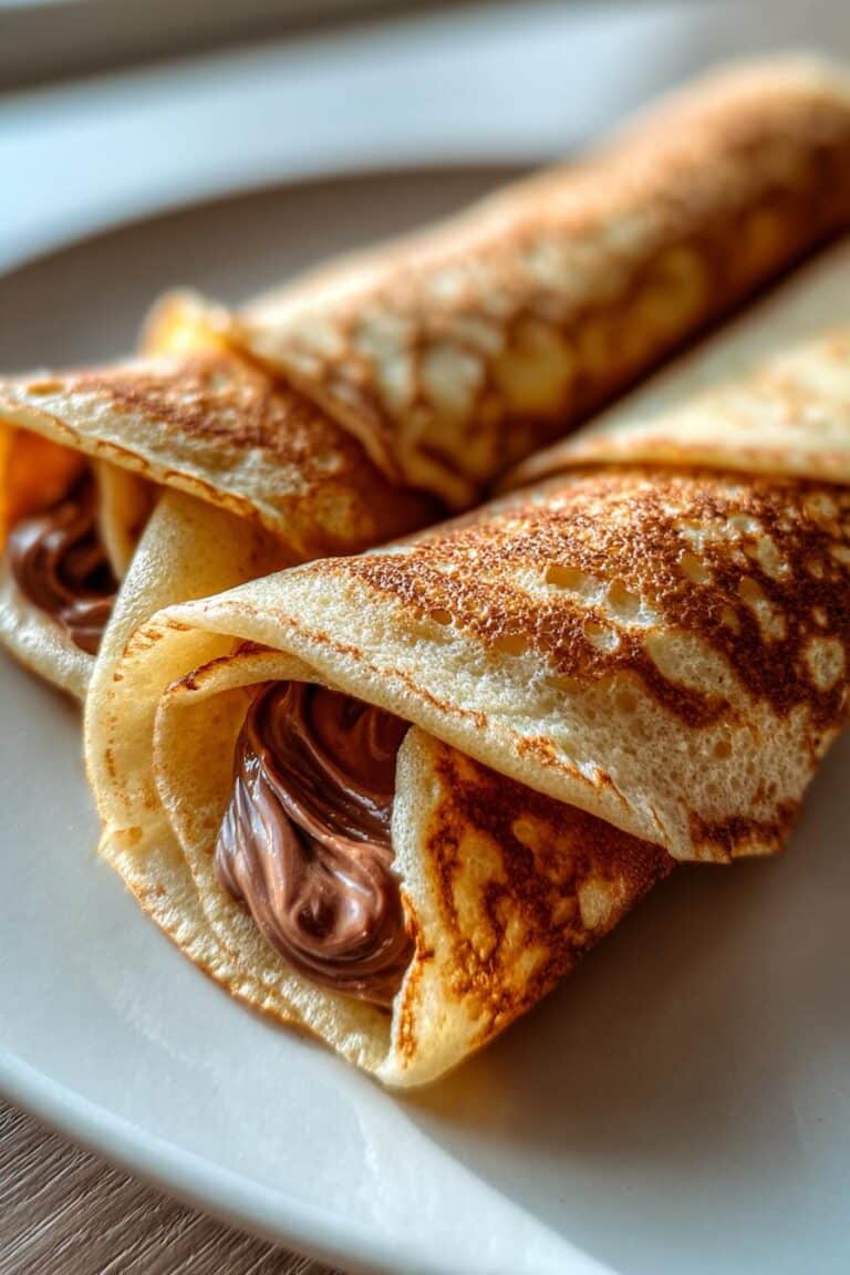 Crêpes roulées au Nutella croustillantes
