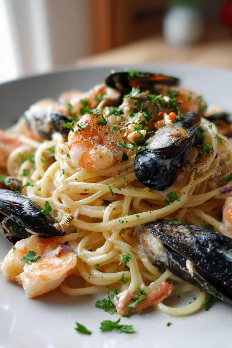 Pâtes façon carbonara de la mer