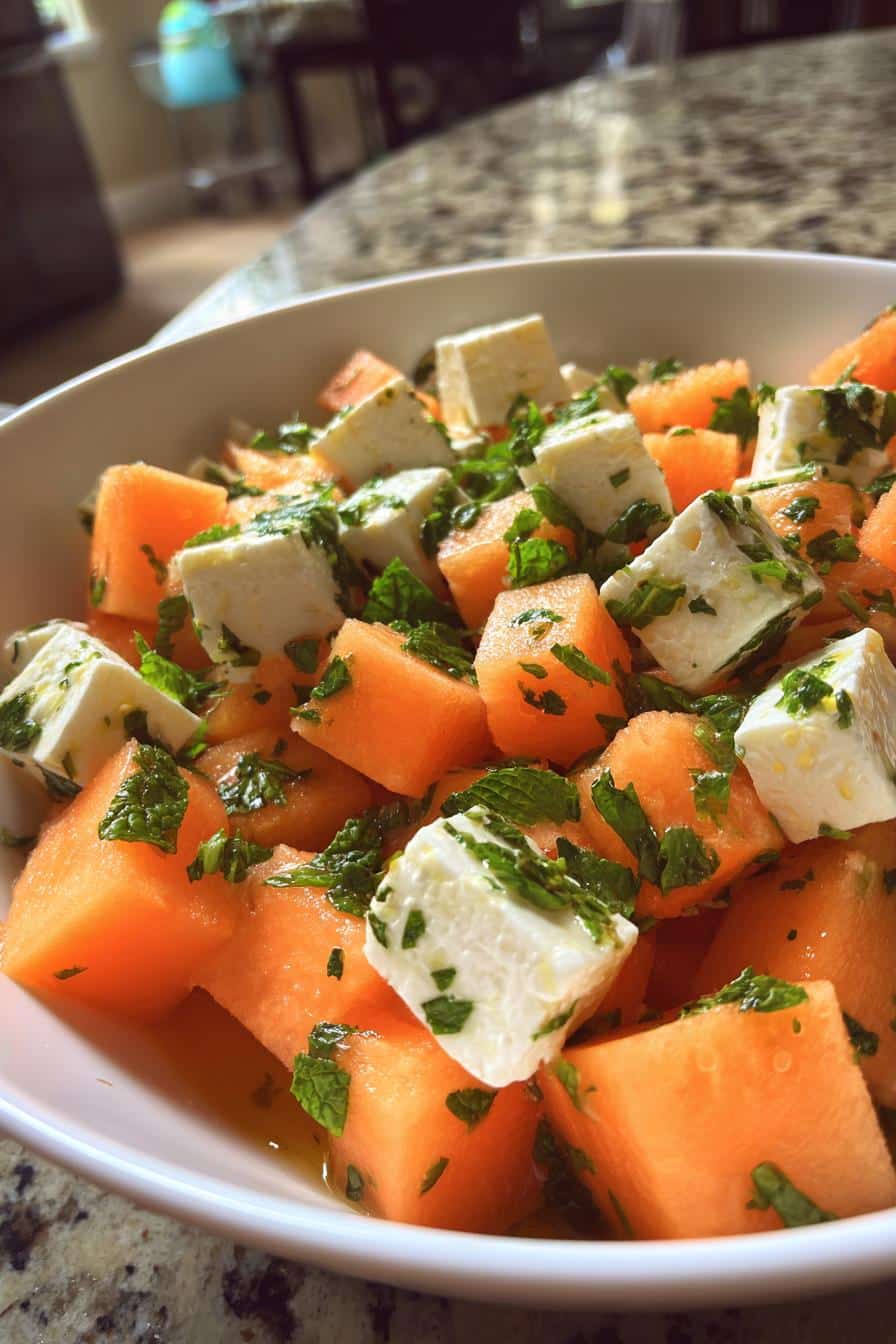 Salade fraîcheur melon-feta-menthe - detail 1