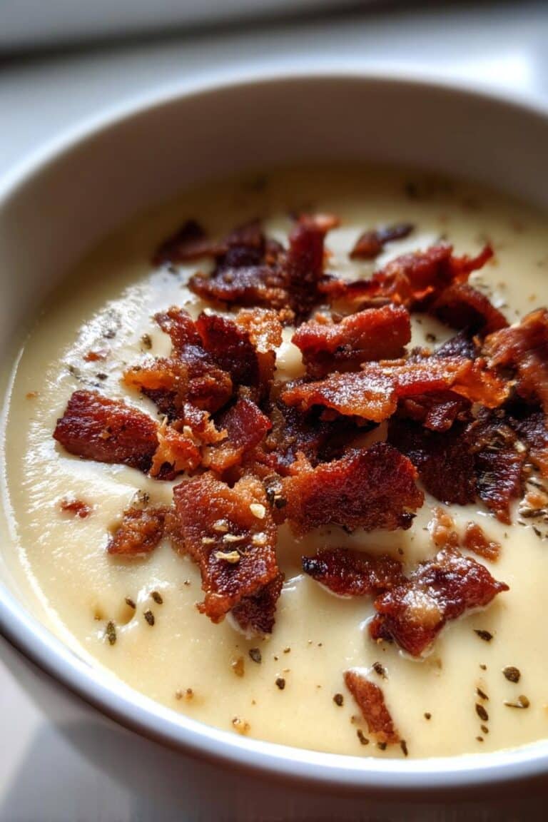 Velouté de chou-fleur et lardons